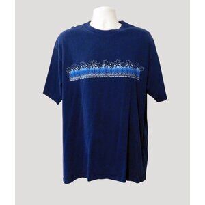 Hawaiian Palms Tee Shirt Men’s XL Navy Blue 100% Cotton Casual by Sundog